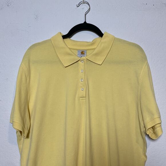 Carhartt Buttery Yellow Polo Womens XL Preppy Casual Classic Relaxed Outdoor Rug - Picture 7 of 9